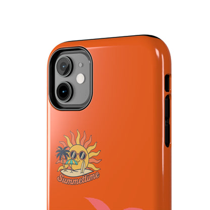 Summertime Palm Tough Phone Case — Retro Sun & Pink Palm Tropical Protective Cover