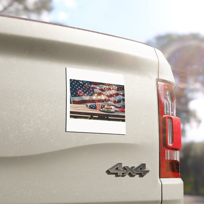 Patriotic Fireworks Car Magnet — American Flag 4th of July Decor