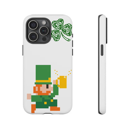 St. Patrick’s Pixel Leprechaun Phone Case — Cute Retro Gaming Clover Design