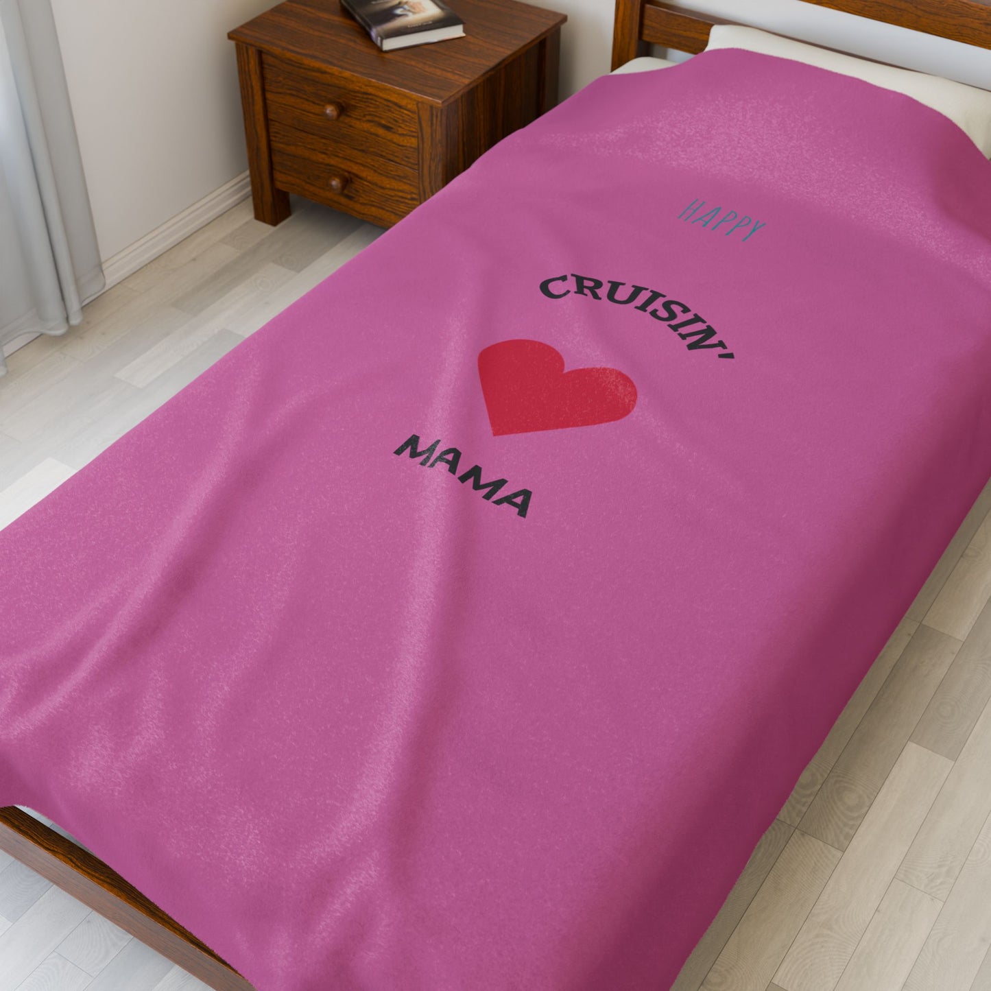 Cruisin' Mama Heart Velveteen Plush Blanket — Soft Cozy Gift for Moms