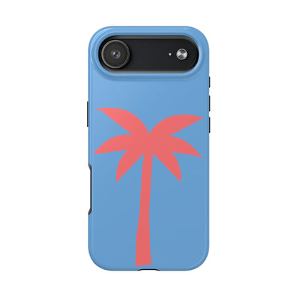 Tough Phone Case — Coral Palm on Sky Blue (Durable Protective Phone Cover)