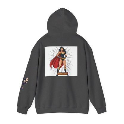 Wonder Woman Hoodie — Vintage Superhero Graphic Sweatshirt ('Go girl' sleeve)