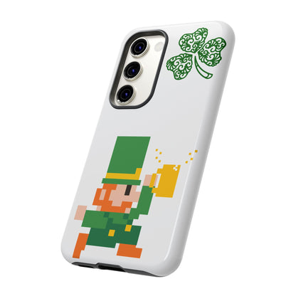 St. Patrick’s Pixel Leprechaun Phone Case — Cute Retro Gaming Clover Design
