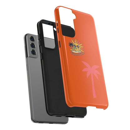 Summertime Palm Tough Phone Case — Retro Sun & Pink Palm Tropical Protective Cover