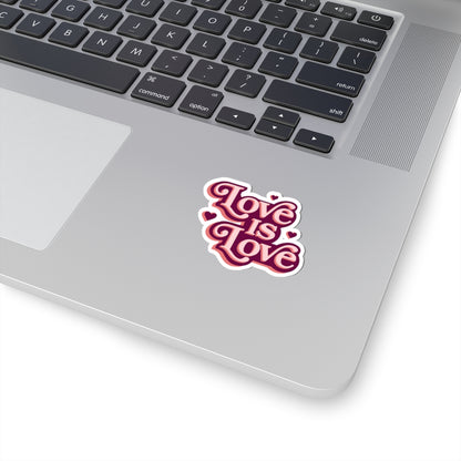 Love Is Love Kiss-Cut Sticker — Retro Pride Heart Decal for Laptops & Water Bottles