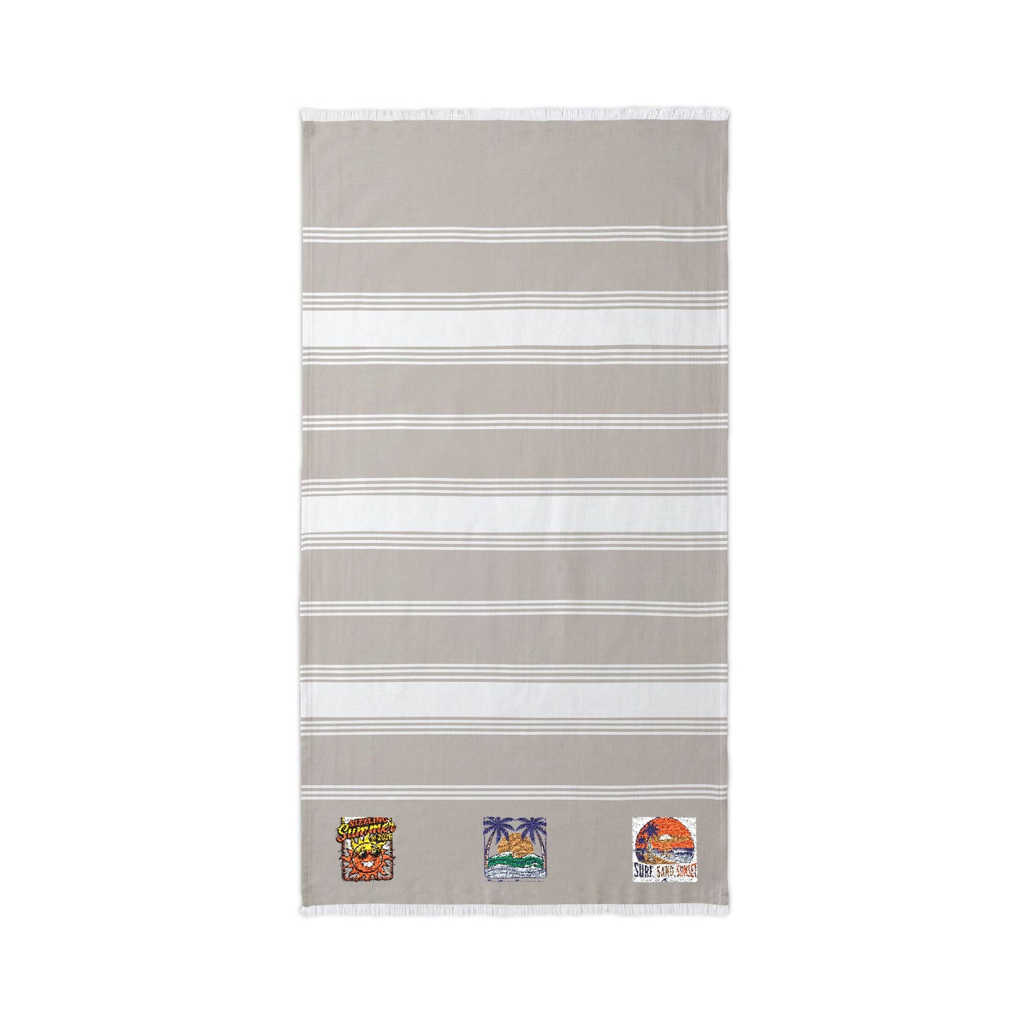 Embroidered Beach Throw Towel — Tropical Character Trio Accent