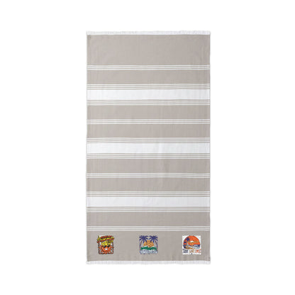 Embroidered Beach Throw Towel — Tropical Character Trio Accent