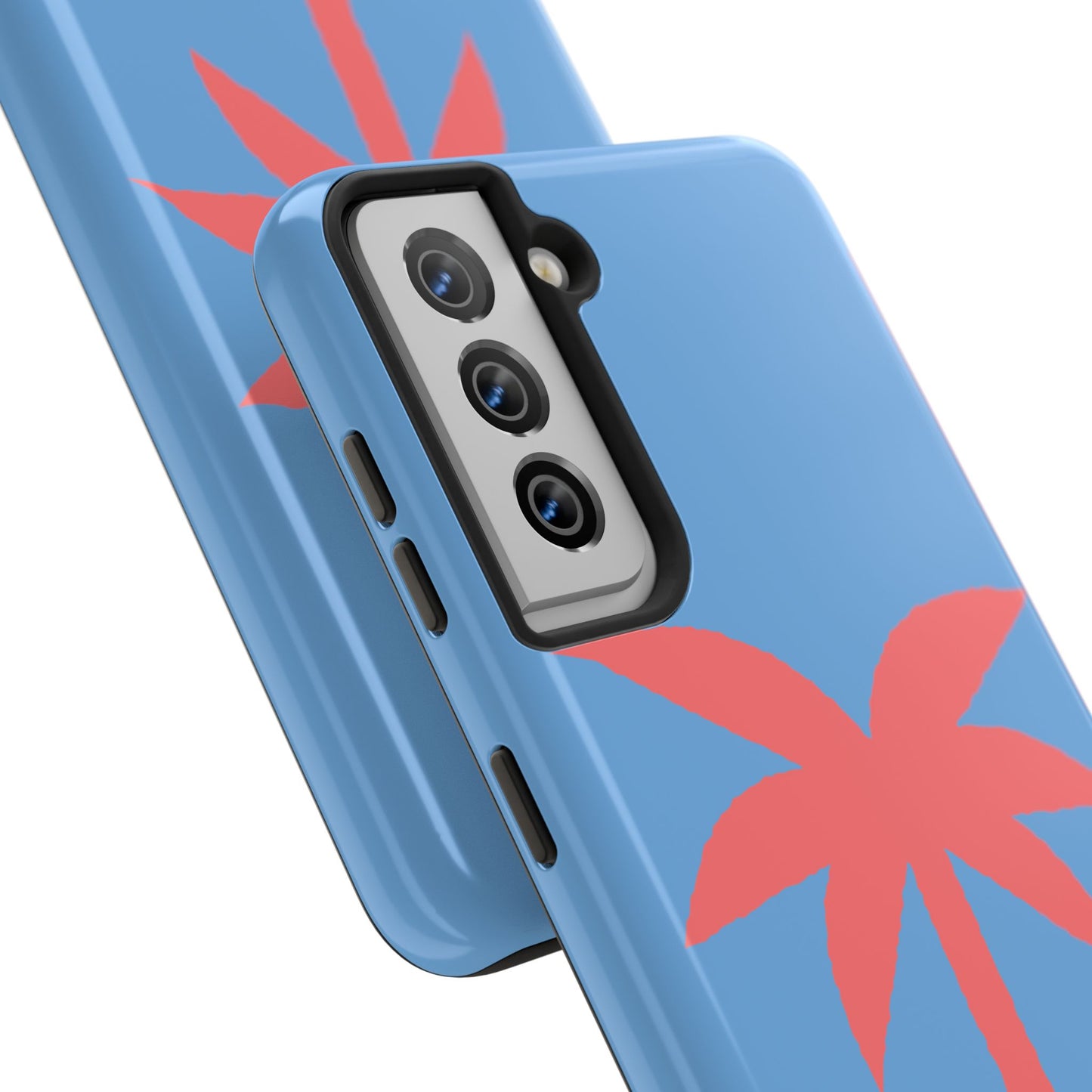 Tough Phone Case — Coral Palm on Sky Blue (Durable Protective Phone Cover)