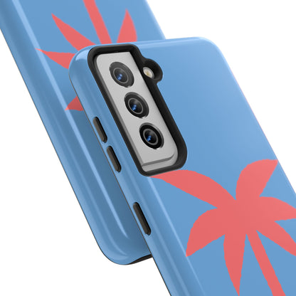 Tough Phone Case — Coral Palm on Sky Blue (Durable Protective Phone Cover)