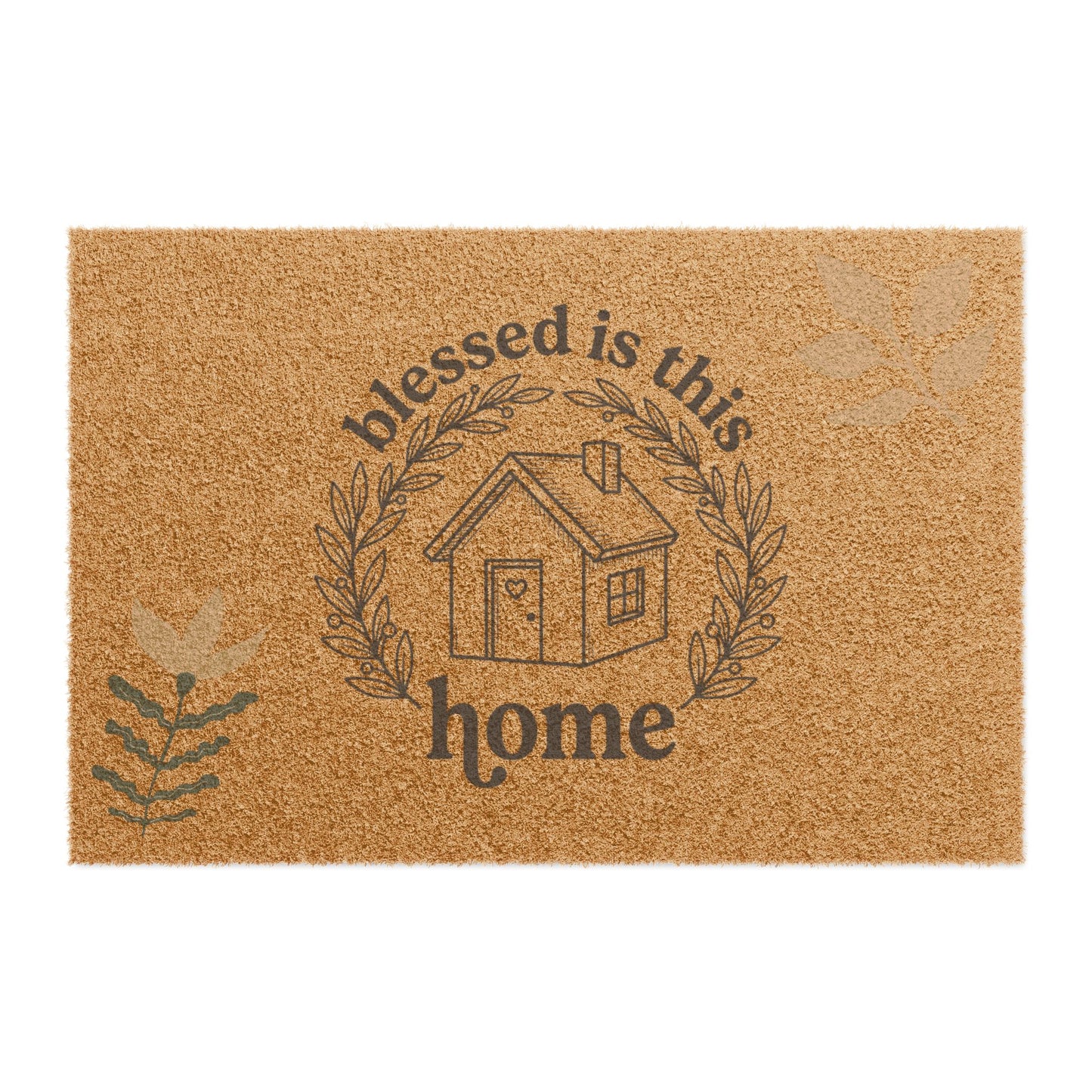 Blessed Is This Home Doormat — Rustic Welcome Coir Mat for Housewarming