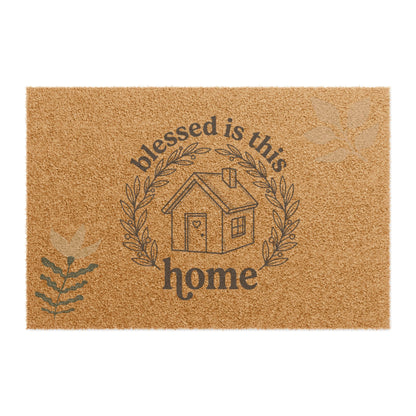 Blessed Is This Home Doormat — Rustic Welcome Coir Mat for Housewarming