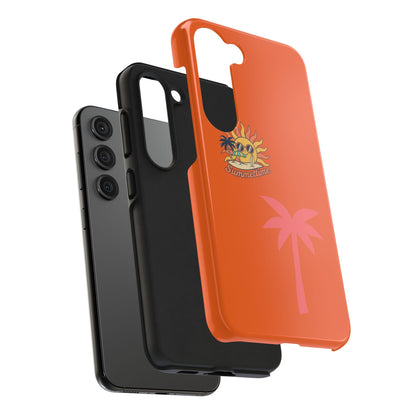 Summertime Palm Tough Phone Case — Retro Sun & Pink Palm Tropical Protective Cover