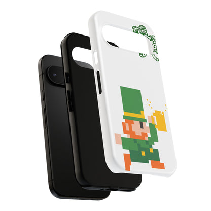 St. Patrick’s Pixel Leprechaun Phone Case — Cute Retro Gaming Clover Design
