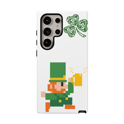 St. Patrick’s Pixel Leprechaun Phone Case — Cute Retro Gaming Clover Design