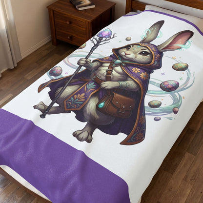 Magical Bunny Wizard Plush Blanket — Velveteen Easter Rabbit Throw