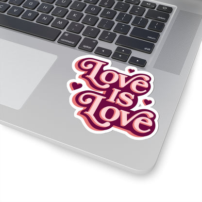 Love Is Love Kiss-Cut Sticker — Retro Pride Heart Decal for Laptops & Water Bottles