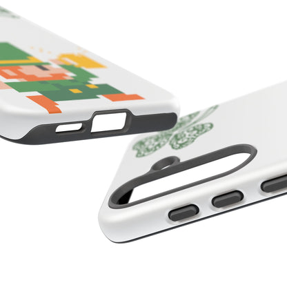 St. Patrick’s Pixel Leprechaun Phone Case — Cute Retro Gaming Clover Design