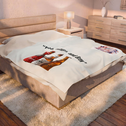 4th of July Velveteen Plush Blanket – "Red, White, and Brew" Beer Design