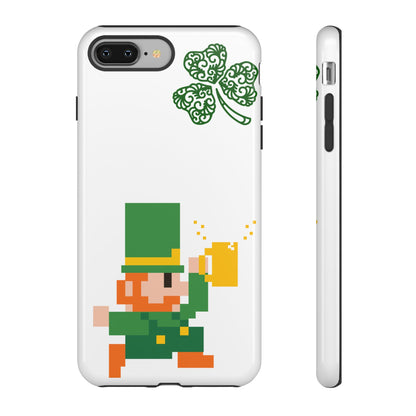 St. Patrick’s Pixel Leprechaun Phone Case — Cute Retro Gaming Clover Design