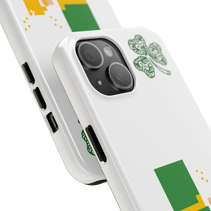 St. Patrick's Pixel Leprechaun Tough Phone Case — Shamrock & Beer Mug