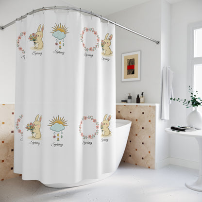 Minimalist Cute Plants Shower Curtain — Small Botanical Icons Bathroom Decor