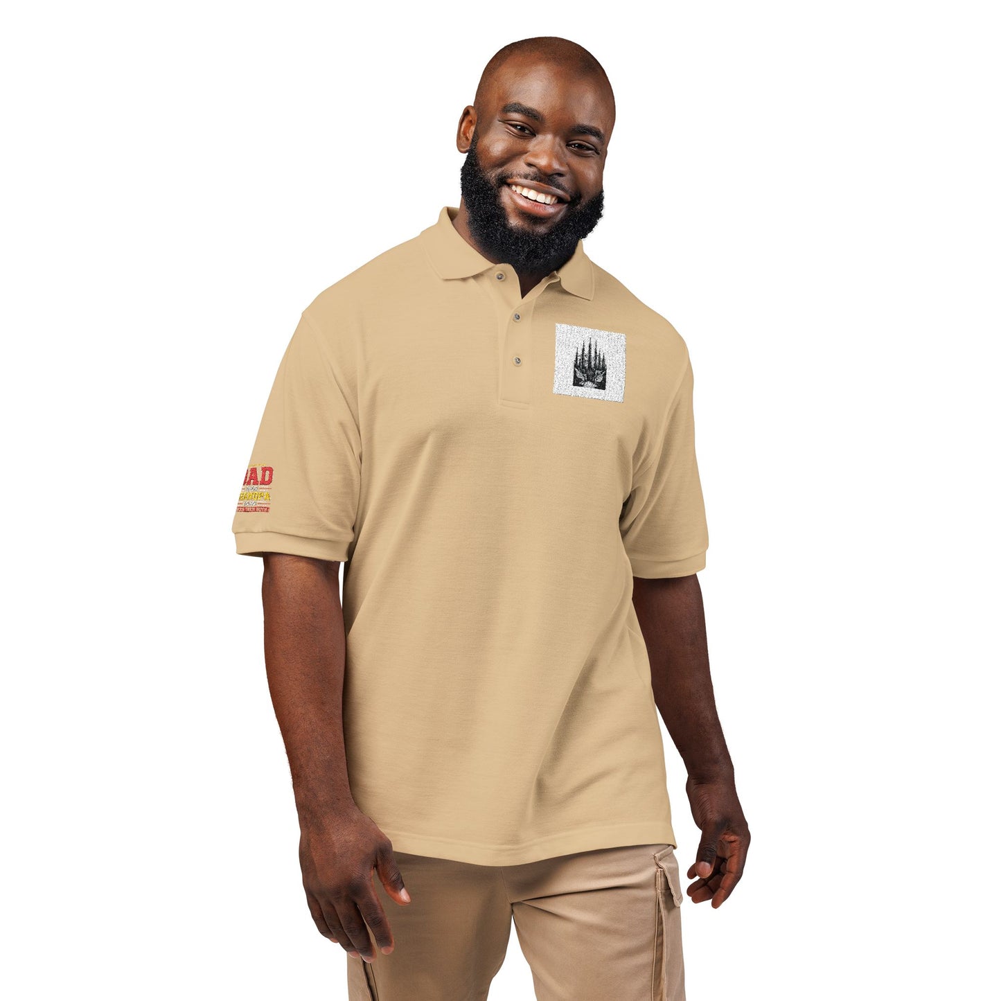 Embroidered Forest Camp Polo — Nature Graphic Chest & Sleeve Patch