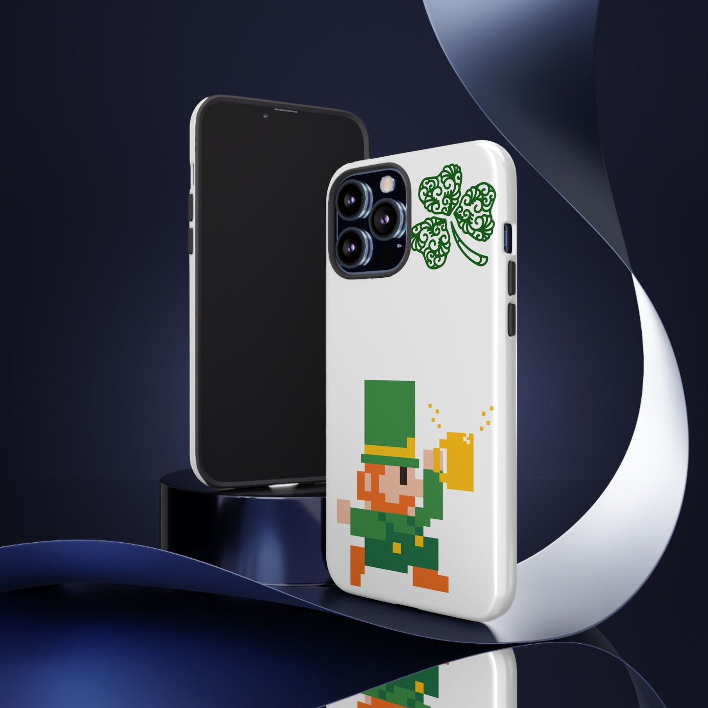 St. Patrick’s Pixel Leprechaun Phone Case — Cute Retro Gaming Clover Design