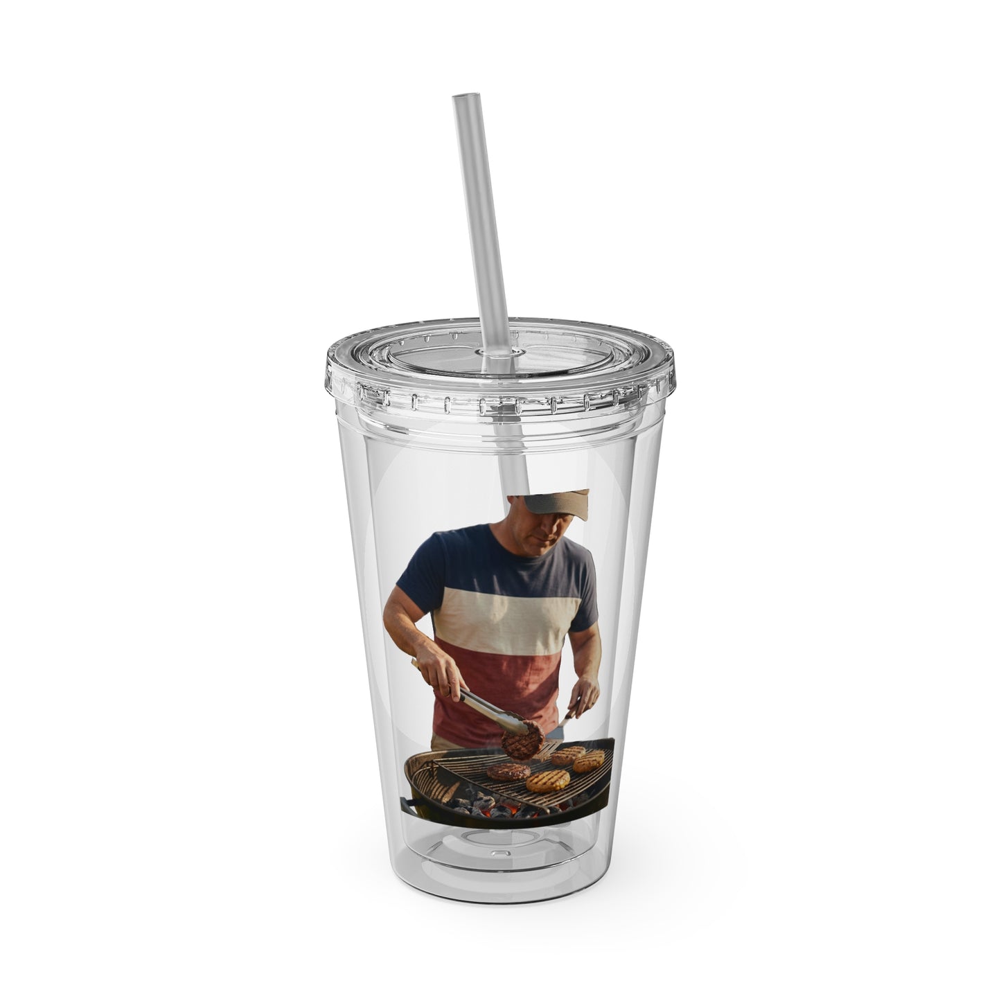 16oz Sunsplash Tumbler with Straw — Beach BBQ Graphic Travel Cup