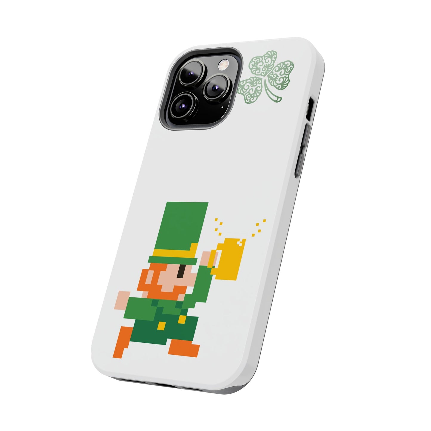 St. Patrick's Pixel Leprechaun Tough Phone Case — Shamrock & Beer Mug