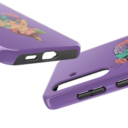 Floral Dreamer Tough Phone Case — Purple Artistic Woman Illustration, Protective iPhone Cover