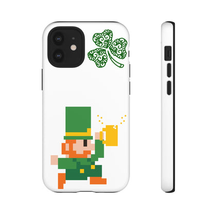 St. Patrick’s Pixel Leprechaun Phone Case — Cute Retro Gaming Clover Design