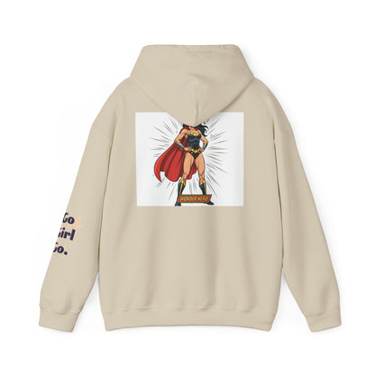 Wonder Woman Hoodie — Vintage Superhero Graphic Sweatshirt ('Go girl' sleeve)