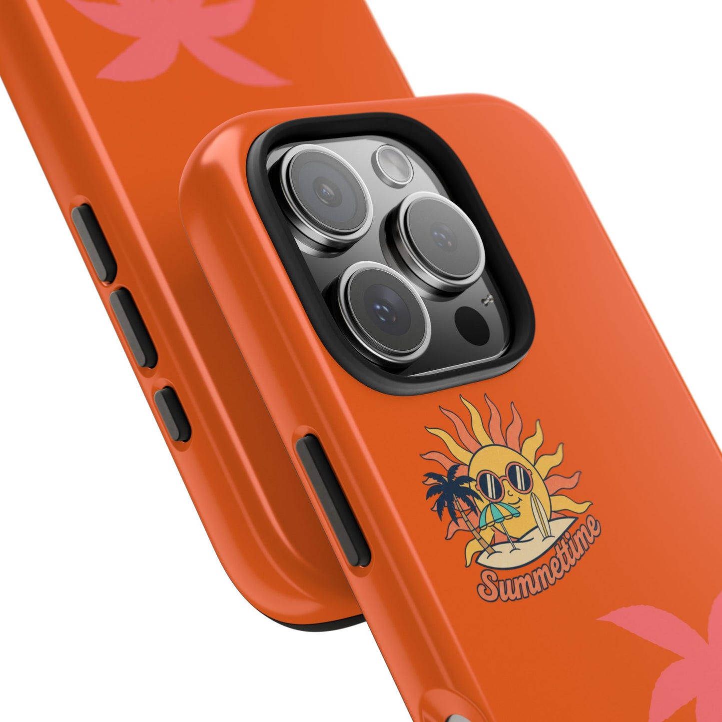 Summertime Palm Tough Phone Case — Retro Sun & Pink Palm Tropical Protective Cover