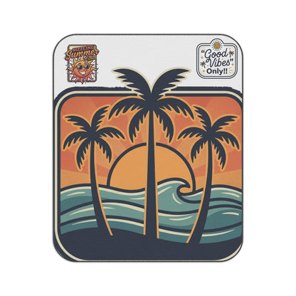 Retro Sunset Palm Picnic Blanket – "Good Vibes Only" Beach Throw