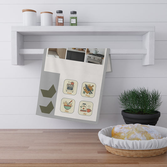 Kitchen Icon Tea Towel — Cook, Prep, Mix, Sip Cotton Tea Towel