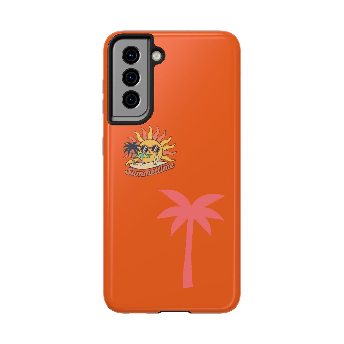Summertime Palm Tough Phone Case — Retro Sun & Pink Palm Tropical Protective Cover