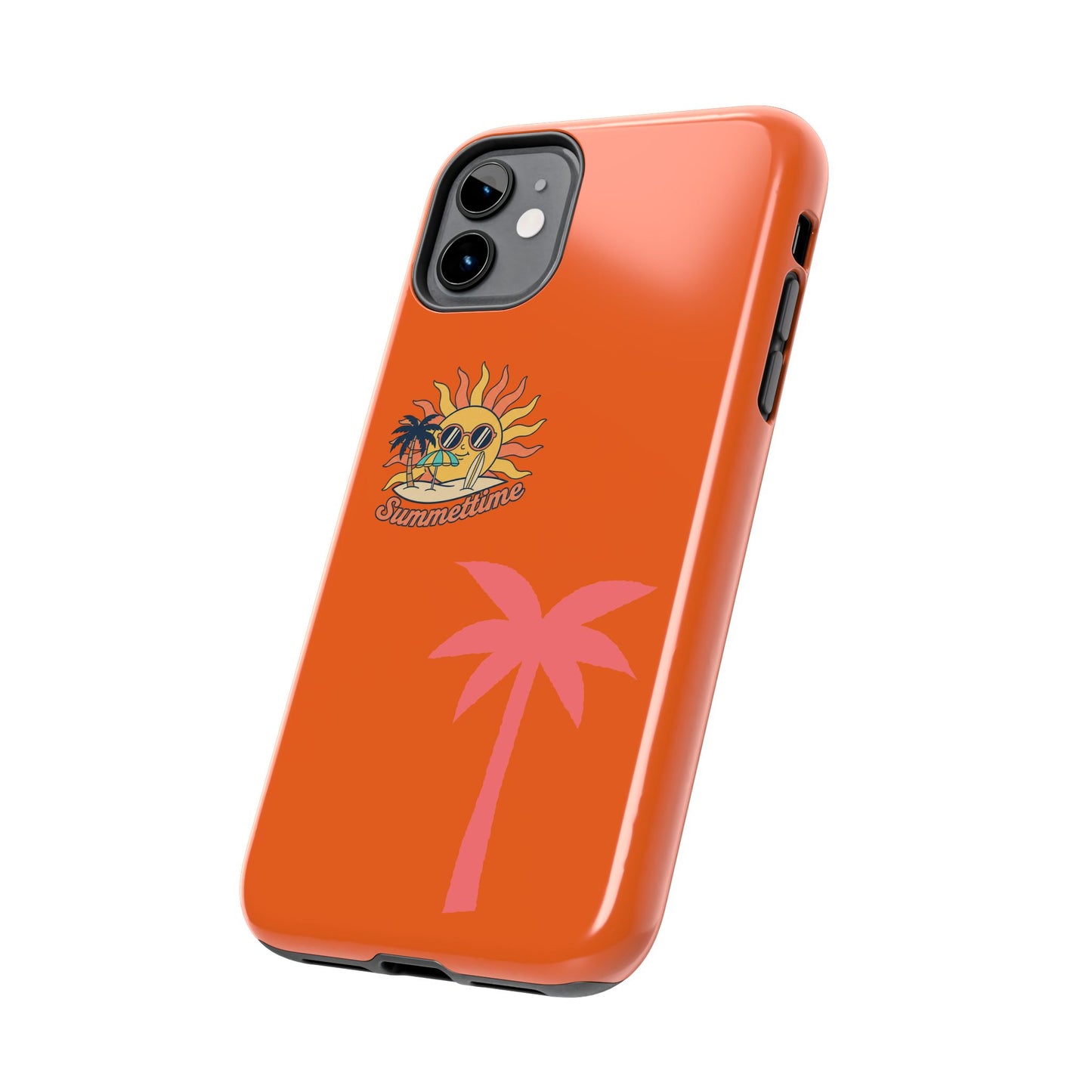 Summertime Palm Tough Phone Case — Retro Sun & Pink Palm Tropical Protective Cover
