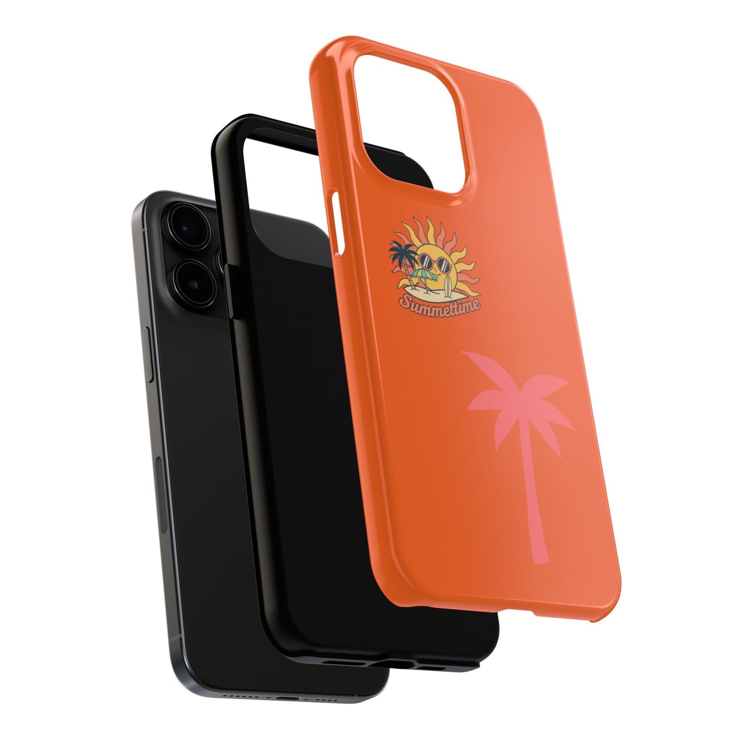 Summertime Palm Tough Phone Case — Retro Sun & Pink Palm Tropical Protective Cover