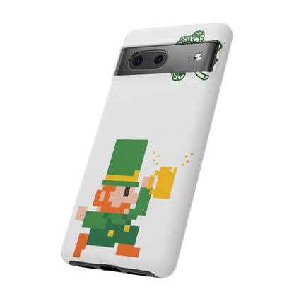 St. Patrick’s Pixel Leprechaun Phone Case — Cute Retro Gaming Clover Design
