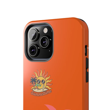 Summertime Palm Tough Phone Case — Retro Sun & Pink Palm Tropical Protective Cover