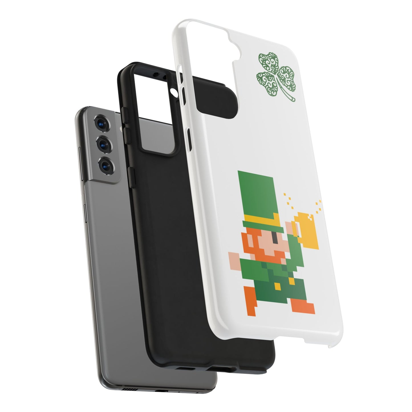 St. Patrick's Pixel Leprechaun Tough Phone Case — Shamrock & Beer Mug