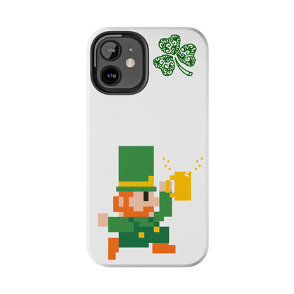 St. Patrick's Pixel Leprechaun Tough Phone Case — Shamrock & Beer Mug
