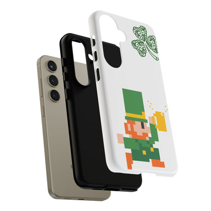 St. Patrick’s Pixel Leprechaun Phone Case — Cute Retro Gaming Clover Design