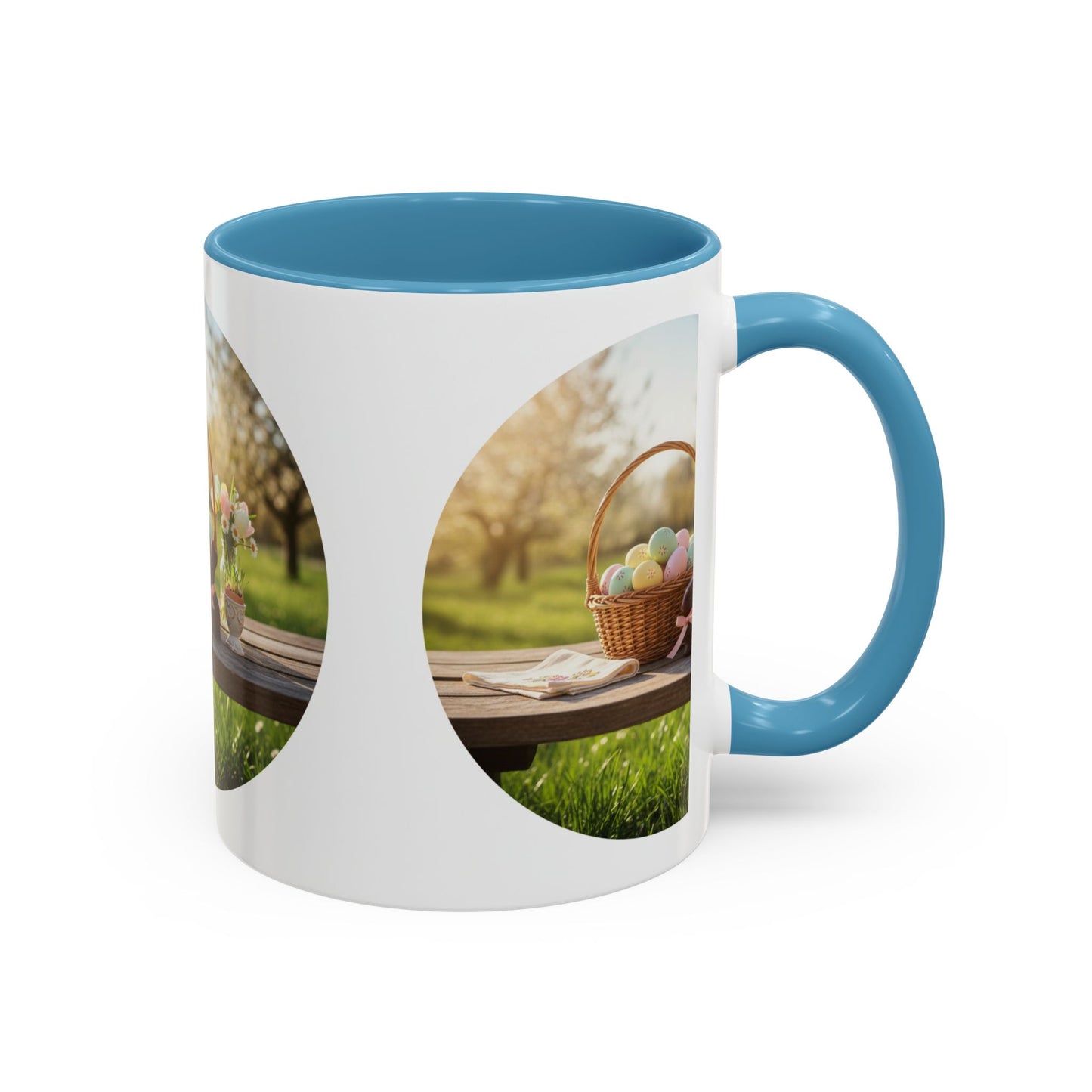 Easter Basket Coffee Mug — Spring Pastel Egg Design (11/15oz Accent Mug)