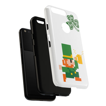 St. Patrick’s Pixel Leprechaun Phone Case — Cute Retro Gaming Clover Design