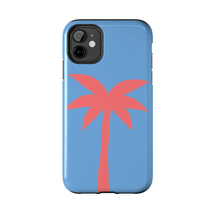 Tough Phone Case — Coral Palm on Sky Blue (Durable Protective Phone Cover)