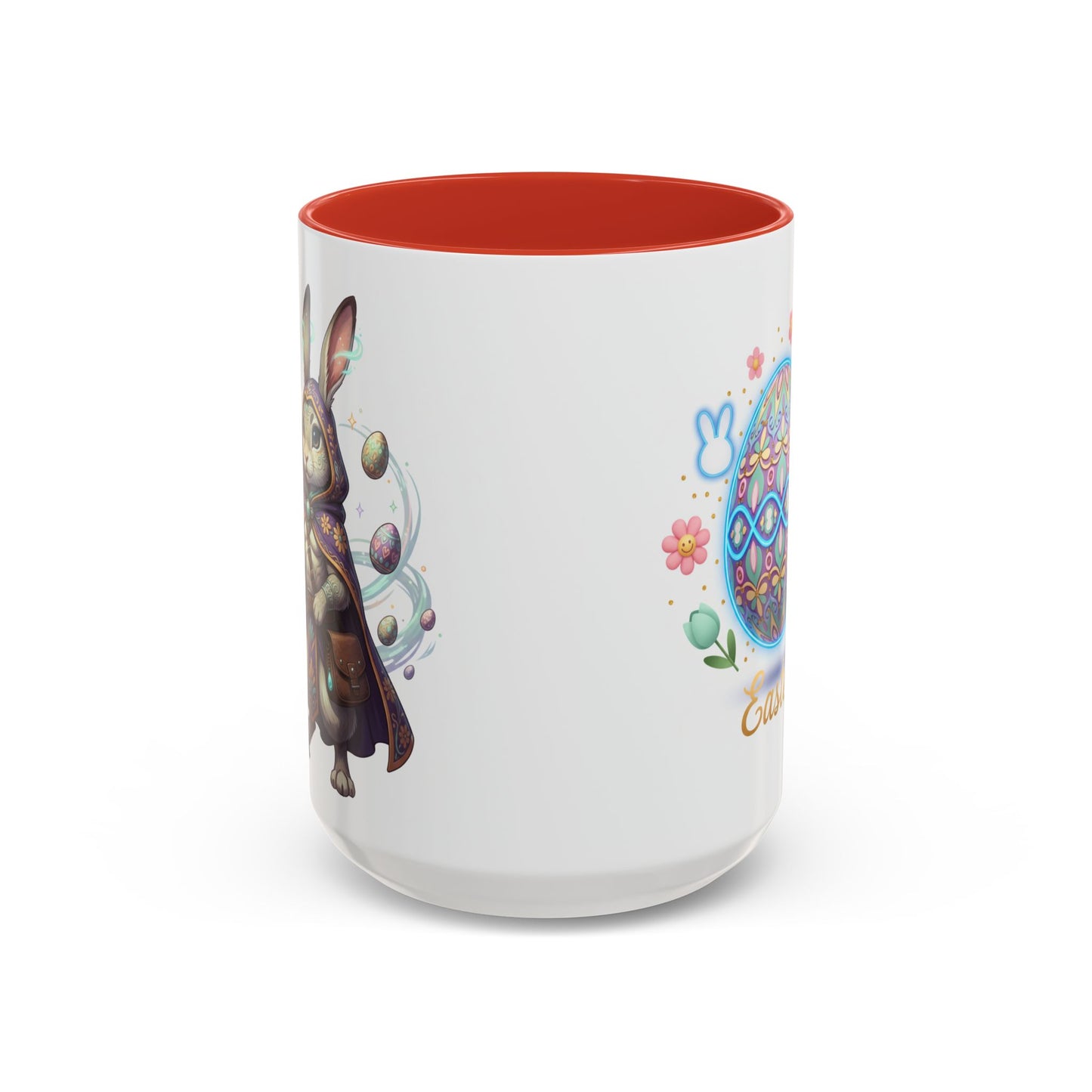 Easter Egg Accent Coffee Mug — Colorful Floral Bunny Design (11/15oz)
