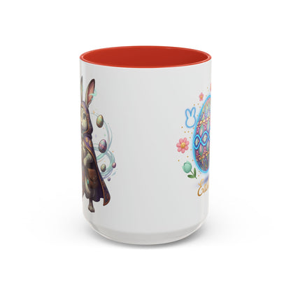 Easter Egg Accent Coffee Mug — Colorful Floral Bunny Design (11/15oz)