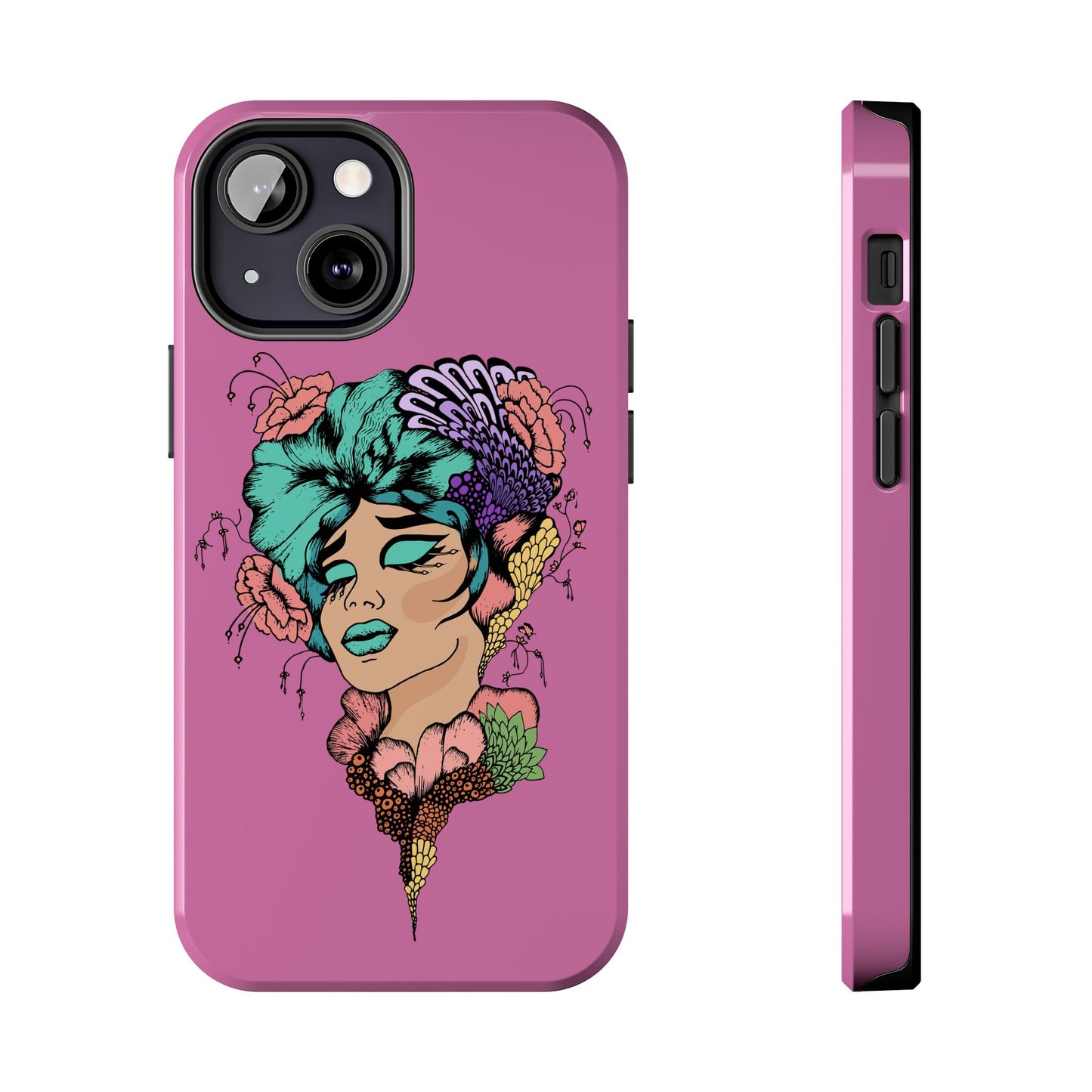 Tough Phone Case — Retro Floral Femme Illustration, Protective Art Phone Cover
