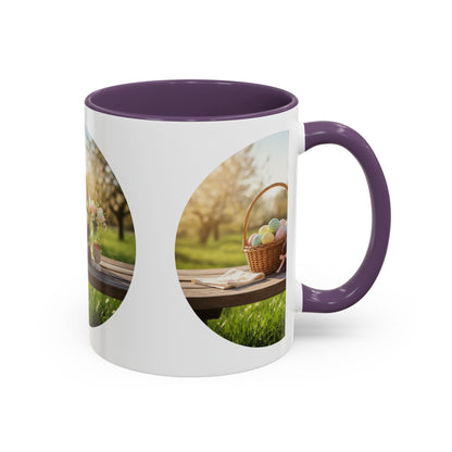 Easter Basket Coffee Mug — Spring Pastel Egg Design (11/15oz Accent Mug)
